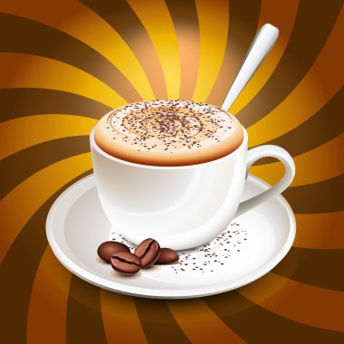 fincan cappuccino ışınları üzerinde