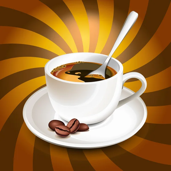 一杯咖啡加一些射线 — 图库矢量图片