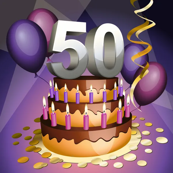 Kuchen zum fünfzigsten Geburtstag — Stockvektor