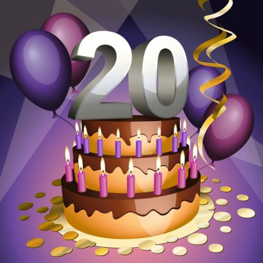 Twentieth anniversary cake clipart