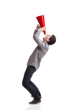 Shouting into a megaphone clipart