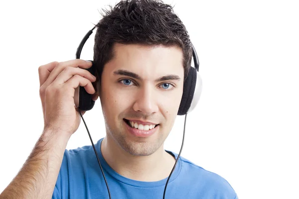 Unge man lyssna musik — Stockfoto