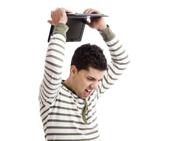 Throwing a laptop — Stock Photo, Image