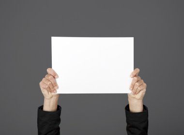 Holding a paper card clipart