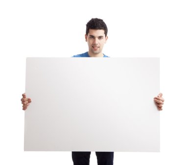 Man holding a blank billboard clipart