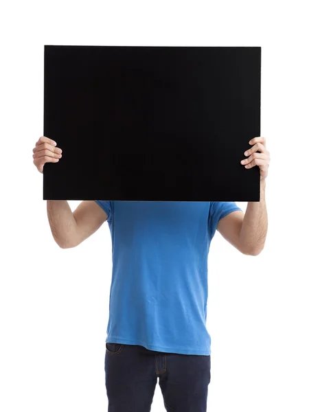 Hombre sosteniendo una cartelera en blanco —  Fotos de Stock