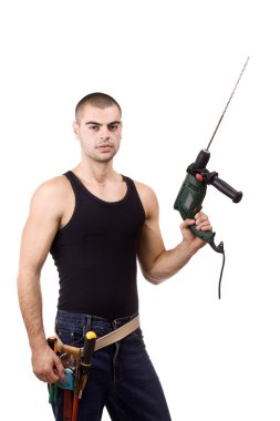 Young man whit drillmachine clipart