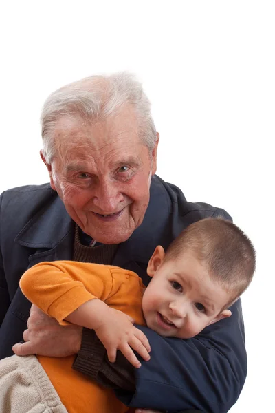 Grandfather playing whit grandson — Stock Photo, Image