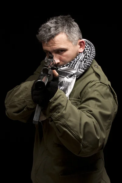 Terrorist whit pistol — Stockfoto