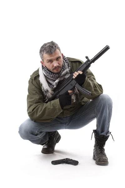 Terrorista com arma — Fotografia de Stock