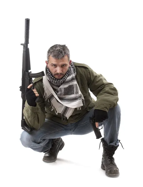 Terrorist met pistool — Stockfoto