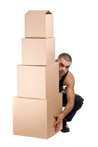 Muž a box — Stock fotografie