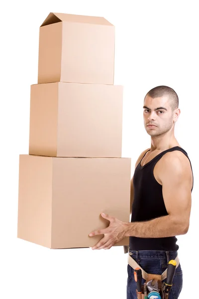 Uomo e scatola — Foto Stock