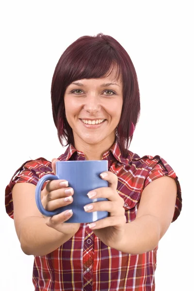 Mulher com xícara de chá — Fotografia de Stock