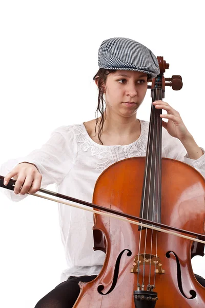 Menina tocando violoncelo — Fotografia de Stock