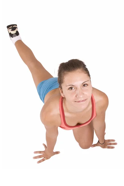 Menina fazendo excersises fitness — Fotografia de Stock