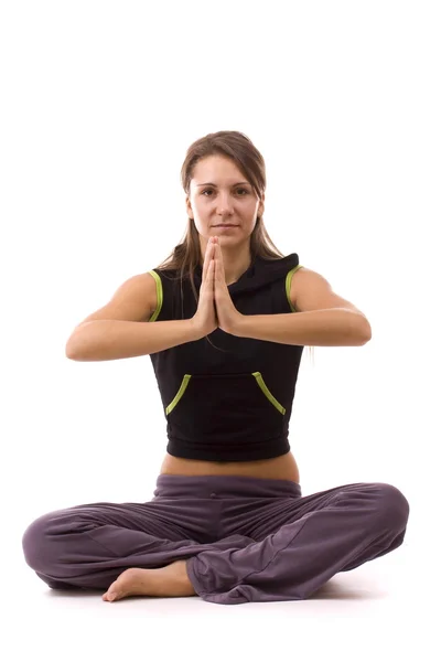 Nő csinál jóga gyakorlat — Stock Fotó