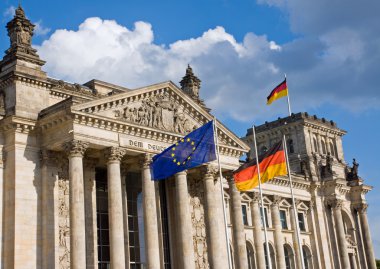 Reichstag with German and European flag clipart