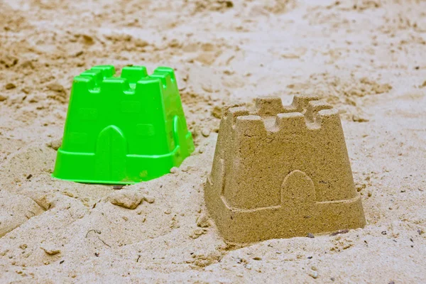Sandcastle with mold — Stock Photo, Image