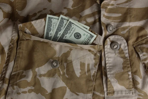 Δολάρια σε μια τσέπη σακακιού του στρατού — Φωτογραφία Αρχείου