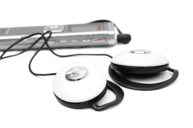 Dictaphone and headphones clipart