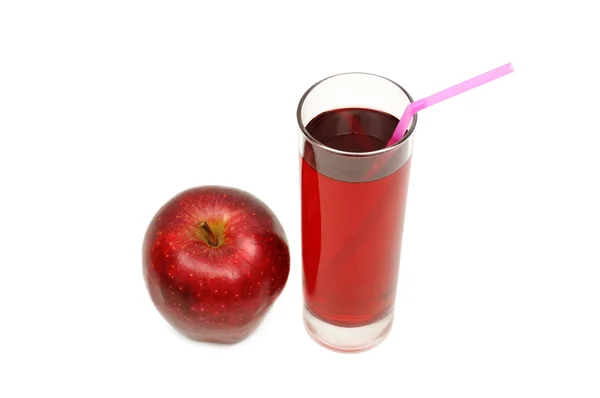 Glas mit Saft und Apfel — Stockfoto