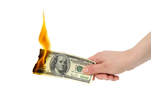Dollaro in fiamme — Foto Stock
