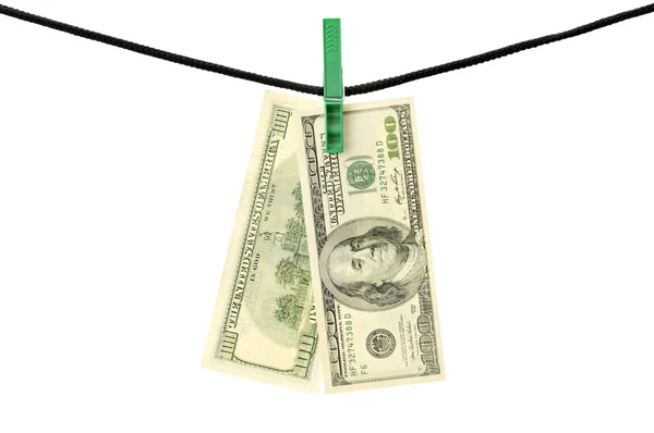 Dollars hanging on a string — Stock Photo, Image