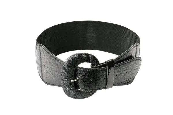 Cinturão preto isolado em um branco — Fotografia de Stock