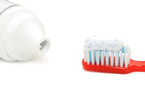 Tooth brush and tooth paste — Stock Photo, Image