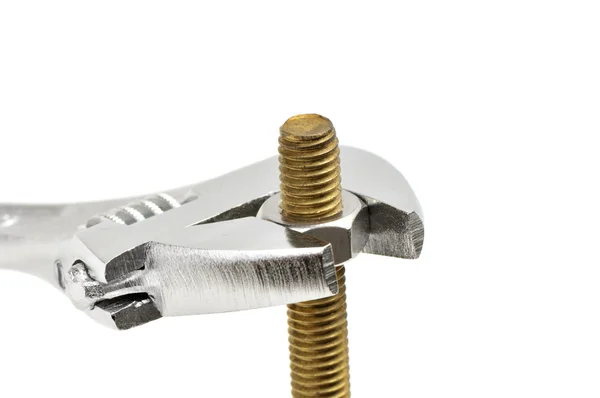 Bolt, nut and gaechy key — Stock Photo, Image