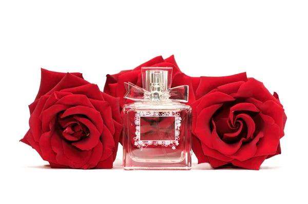 Parfüm und Rosen — Stockfoto