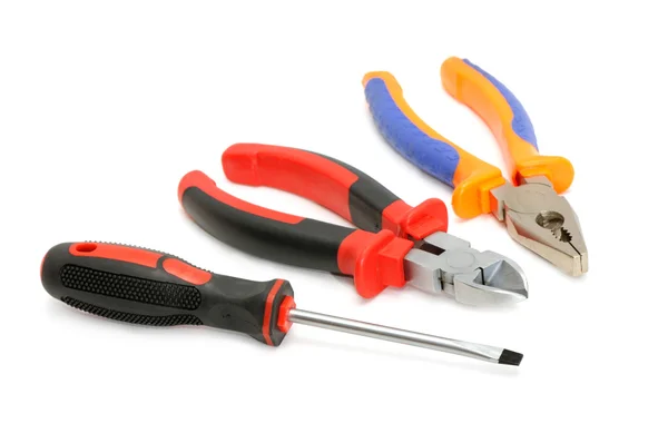 Screw-driver and pliers isolated — Stock Photo, Image