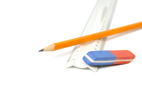 연필, 지우개, 통치자 — 스톡 사진