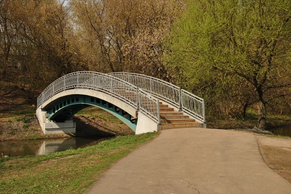 Небольшой пешеходный мост в парке Свиблово — стоковое фото