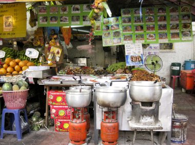 Bangkok food stall kao san road clipart