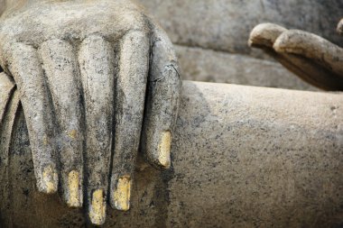 Buddhas hand sukhothai temple ruins clipart