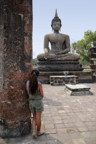Sukhothai buddha statua tempio rovine — Foto Stock