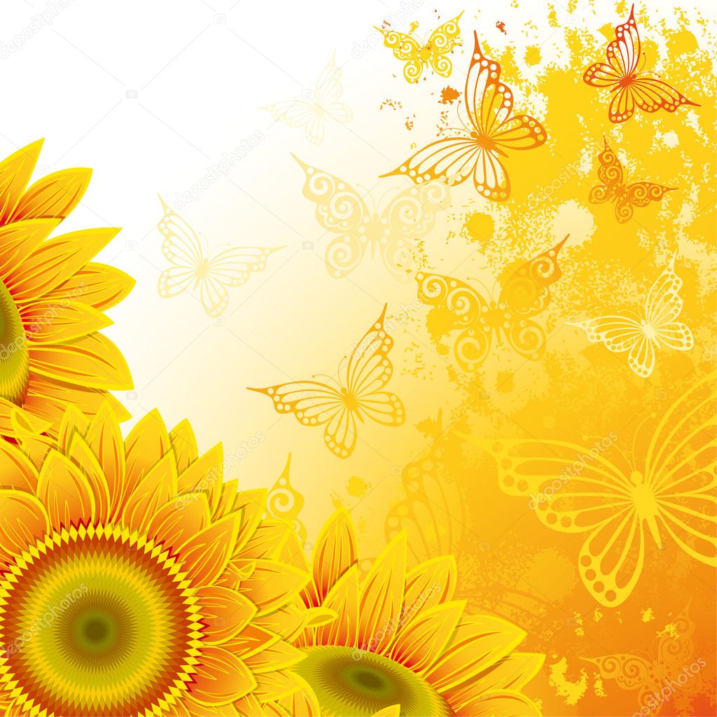 Background with sunflowers — Stock Vector © len_pri 5904734