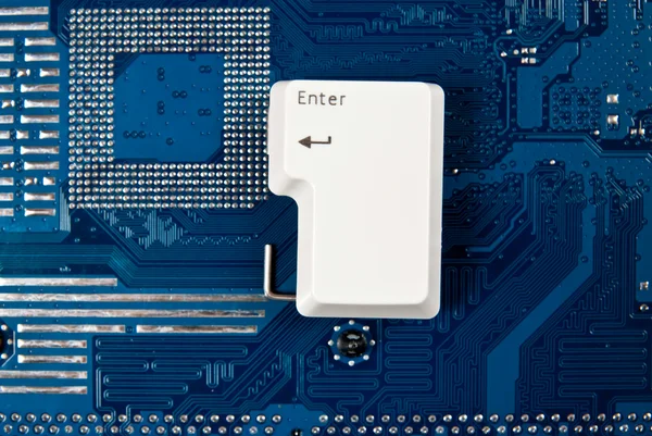 Enter key on circuit board — Stock Photo, Image