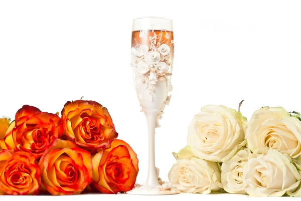 Champagne et roses — Photo