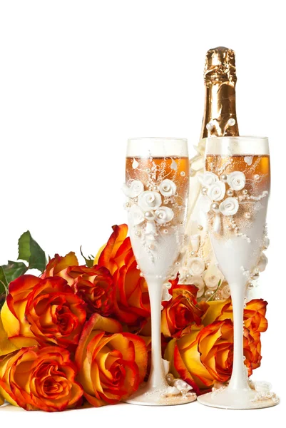 Champagne et roses — Photo