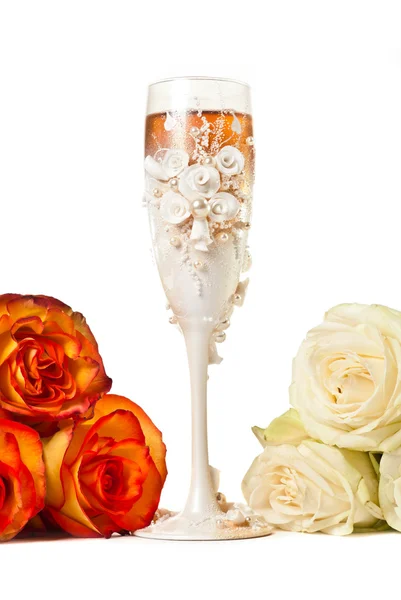 Champagne et fleurs — Photo