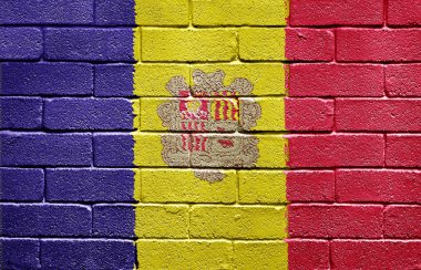 Flag of Andorra on brick wall clipart