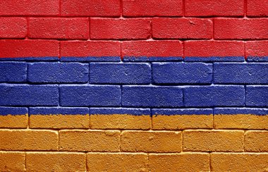 Flag of Armenia on brick wall clipart