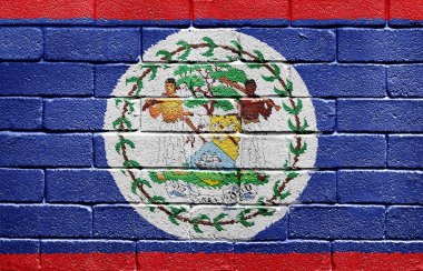 Flag of Belize on brick wall clipart