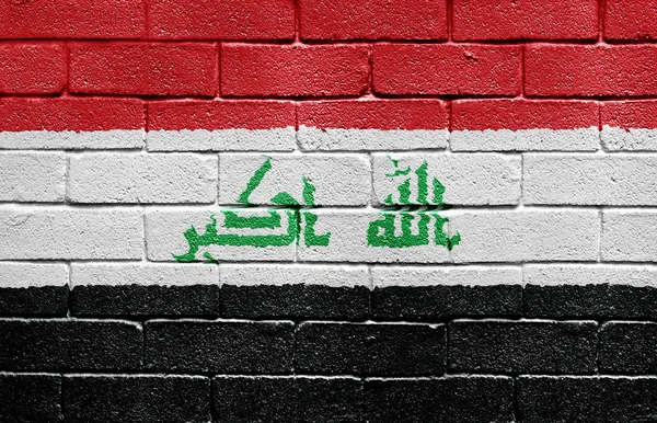 Flag of Iraq on brick wall — Stock Photo, Image