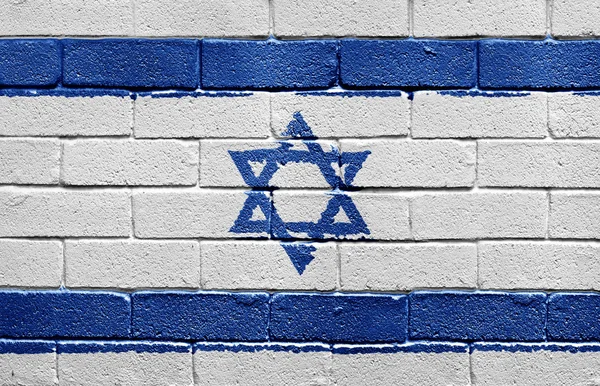Bandera de Israel en la pared de ladrillo — Foto de Stock