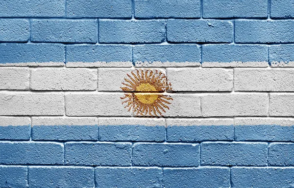 Σημαία Αργεντινής στον τοίχο από τούβλα — Φωτογραφία Αρχείου