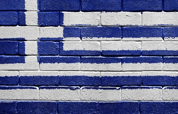 Flag of Greece on a brick wall — Stock Photo, Image